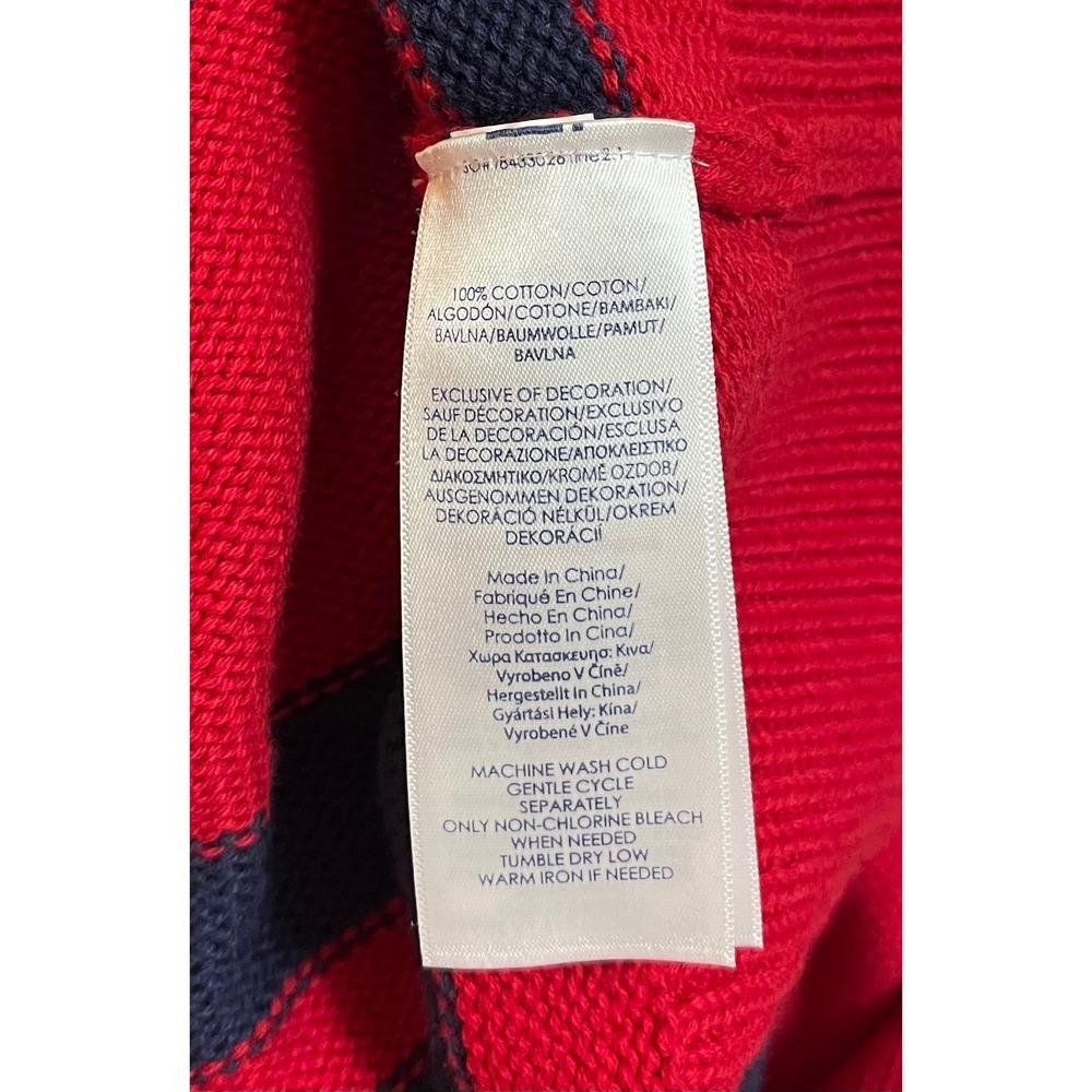 Chaps Mens Sweater XL Striped Crew Neck Red Blue Pullover Knitwear Casual - Picture 12 of 12